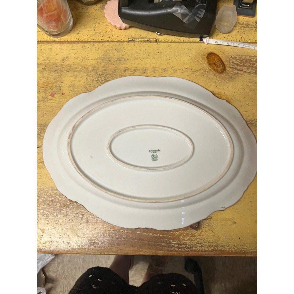 Hutschenreuther Selb Bavaria Germany Oval Serving Platter White Gold Gilt Rim - Picture 3 of 5